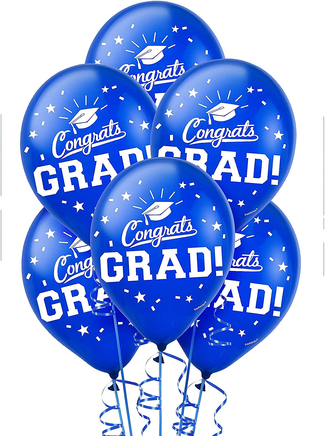 12_ Latex Balloons Congrats Grad Royal Blue