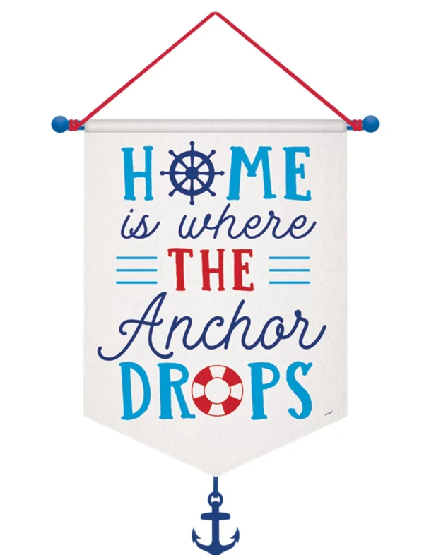 Hanging Canvas Sign "home Is Where The Anchor Drops"