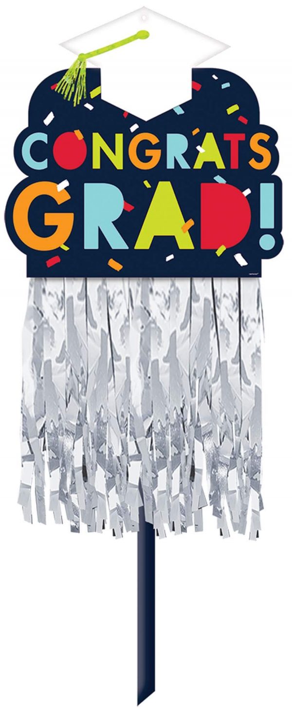 Congrats Grad Yard Sign W/ Tinsel