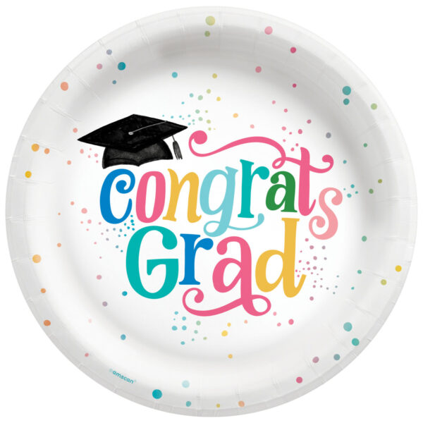 "congrats Grad" Multi Color Paper Plates 10"