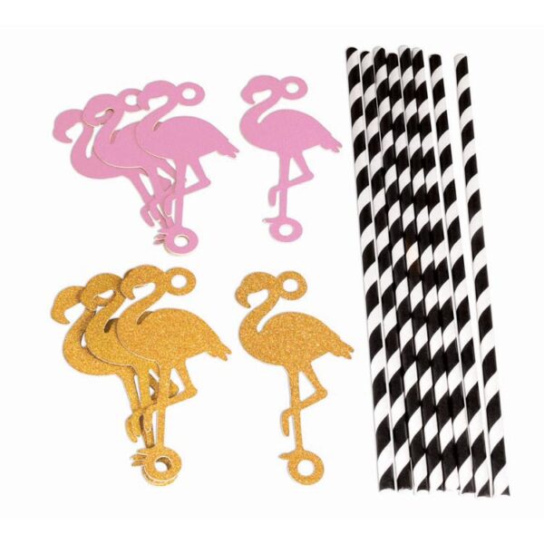 Diamond Flamingo Straws 8CT