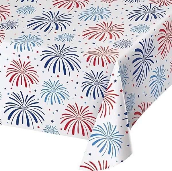 Red, White & Blue Pattern Table Cover 54"x102"