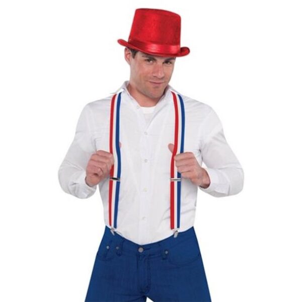 Red, White & Blue Striped Suspenders