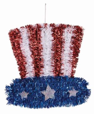 Patriotic Tinsel Hat Decoration