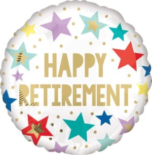18" "Happy Retirement" Stars Round Mylar Balloon