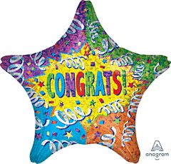 19" Congrats Streamer Star Shaped Balloon