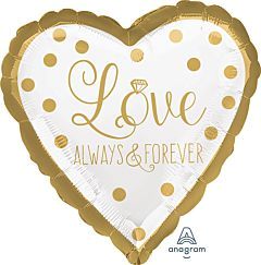 18" Sparkling Gold Wedding Heart Shaped Balloon