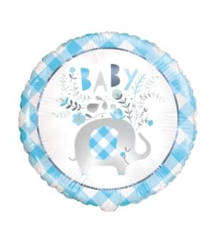 18" Floral Blue Elephant Balloon