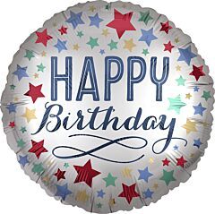 18" Happy Birthday Satin Stars Balloon