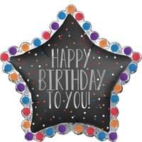 34" happy Birthday To You Star Shaped Balloon