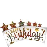 34" Happy Birthday Glitter Banner Balloon