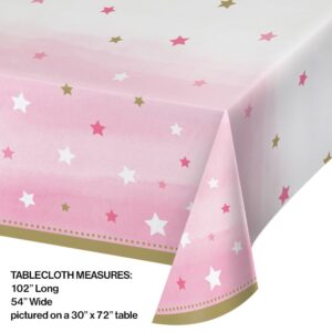 One Little Star Girl 1st Birthday Plastic Tablecloth 54"X102"