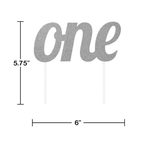 Silver "one" Cake Topper