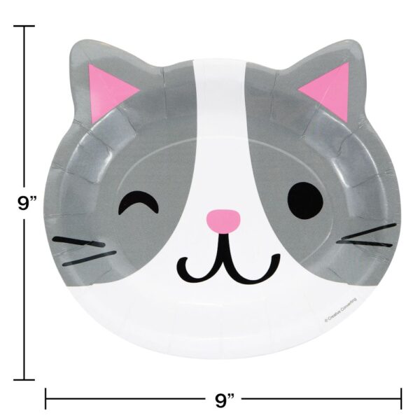 Purr-fect Party Assorted Kitten Shaped 9" Plate 8CT