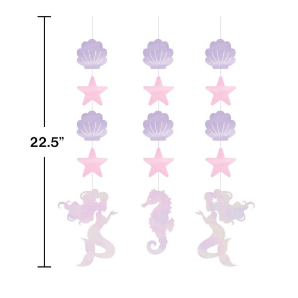 Iridescent Mermaid Party Hanging Decorations 3CT