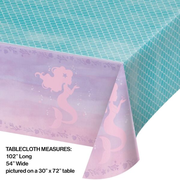 Iridescent Mermaid Party Plastic Tablecloth 54"X102"