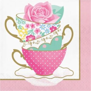 Floral Tea Party Teacup Luncheon Napkins 16CT