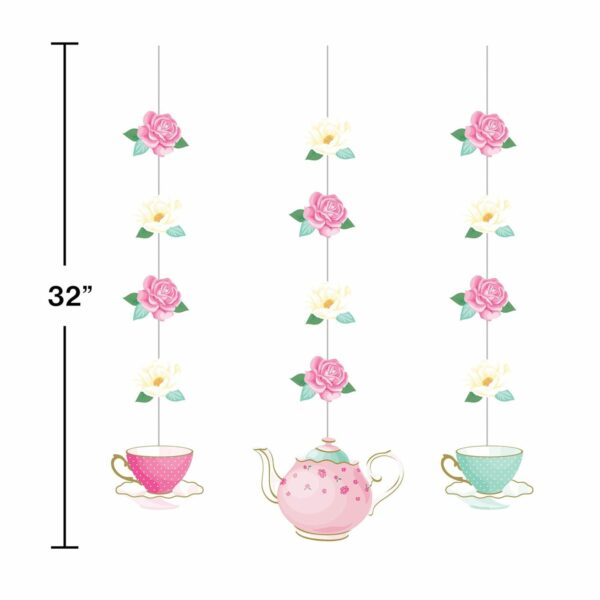 Floral Tea Party Hanging Decorations 3CT