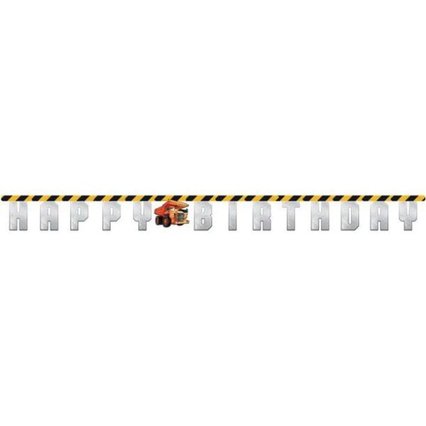 Big Dig Construction Happy Birthday Banner