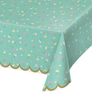 Floral Tea Party Plastic Tablecover 54"x102"