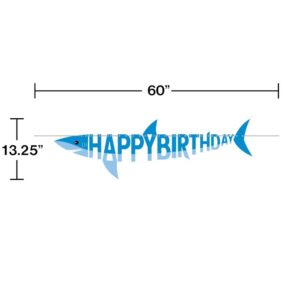 Shark Party Shaped Banner With Ribbon
