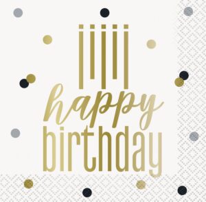 Metallic Happy Birthday Beverage Napkins 16CT