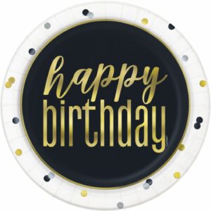 Metallic Happy Birthday 9" Plates 8CT