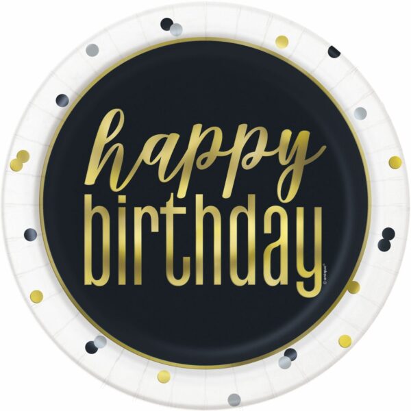 Metallic Happy Birthday 9" Plates 8CT