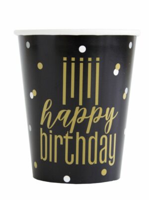 Metallic Happy Birthday 9oz Paper Cups 8CT