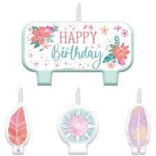 Free Spirit Boho Birthday Candle Set 4pcs