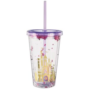 Disney Princess Glitter Confetti 12OZ Party Cup W/ Straw & Lid