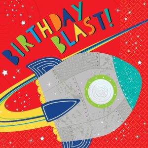 Blast Off Birthday Luncheon Napkins 16ct