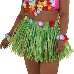 Hawaiian Luau Party Grass Skirt Coconut Bra Lei 5pc Hula Girl Costume,  Adult 