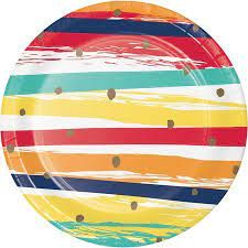 Birthday Stripes 7" Plates 8CT