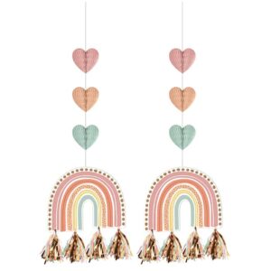 Boho Rainbow Hanging Cutout Decorations 2CT