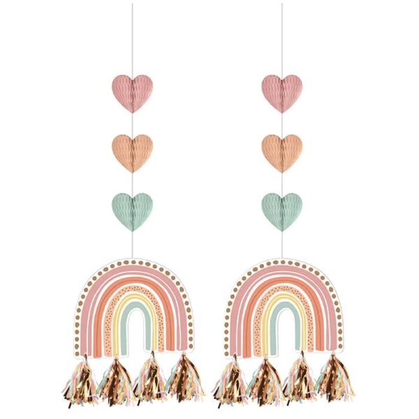 Boho Rainbow Hanging Cutout Decorations 2CT