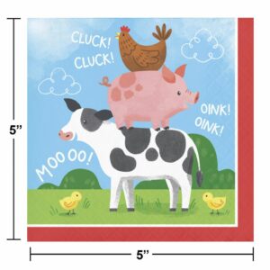 Farm Animals Beverage Napkins 16CT