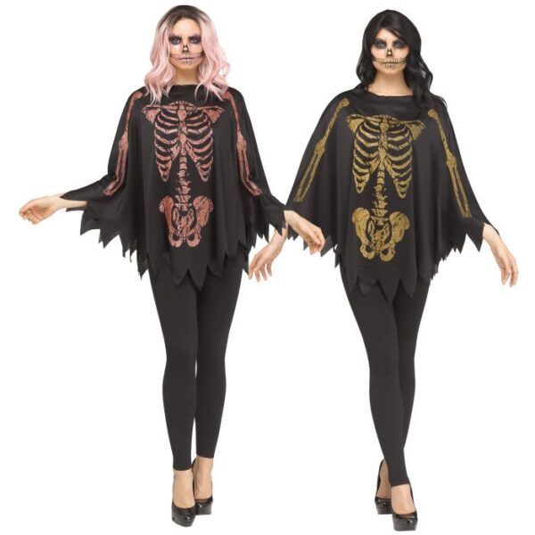 Skeleton Glitter Poncho Assorted