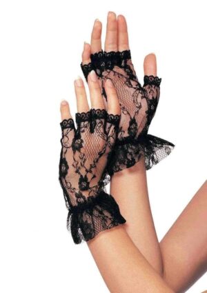 Black Fingerless Lace Gloves