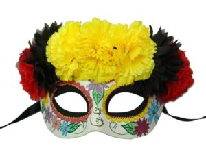 Day Of The Dead Half Mask W/Flower