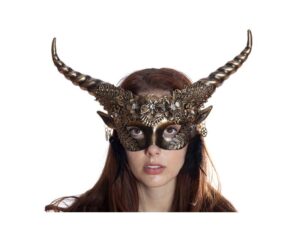 Horned Venetian Mask Asst Colors Gold & Silver