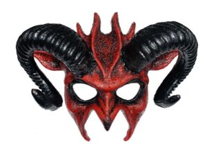 Black & Red Ram Horns Masquerade Mask