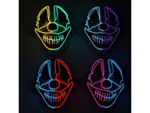Neon Light Up Rainbow Scary Long Mask 4 Colors
