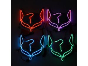 Neon Light Up Rainbow Fox Mask 4 Colors