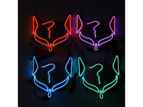 Neon Light Up Rainbow Fox Mask 4 Colors