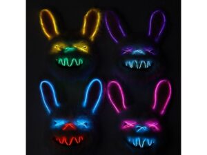 Neon Light Up Rainbow Rabbit Mask 4 Colors