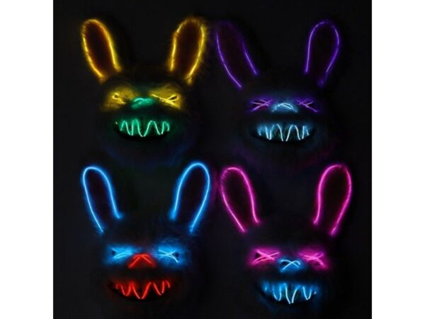 Neon Light Up Rainbow Rabbit Mask 4 Colors
