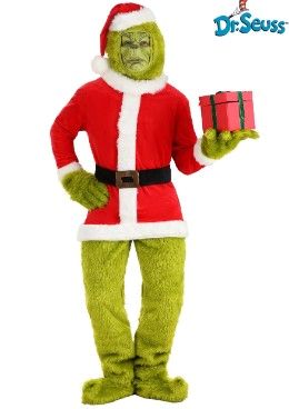 Grinch Deluxe Santa Costume - Party WOW