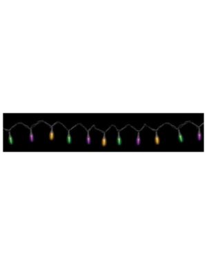 Mardi Gras String Lights w/End to End Plugs Purple Green & Gold 21'