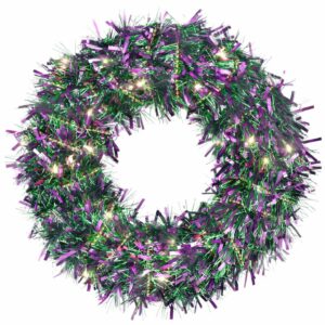 Mardi Gras Light Up Wreath 17"